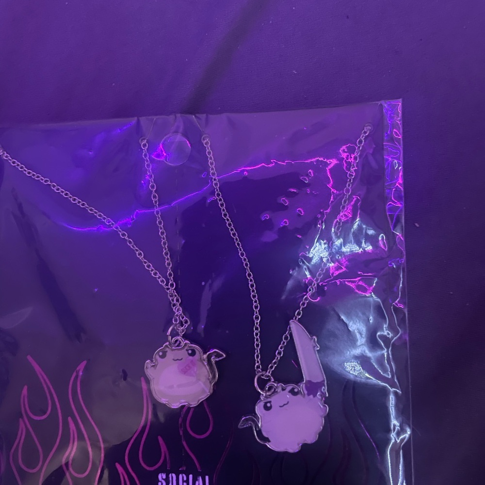 Anti Social Social Club Silver Necklace with Cute Charm